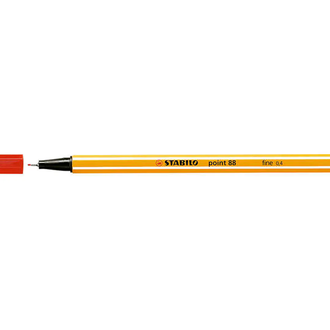 Stabilo Point 88 Rotulador de Punta Fina de Fibra - Trazo de 0.4 mm - Tinta con Base de Agua - Color Rojo 1