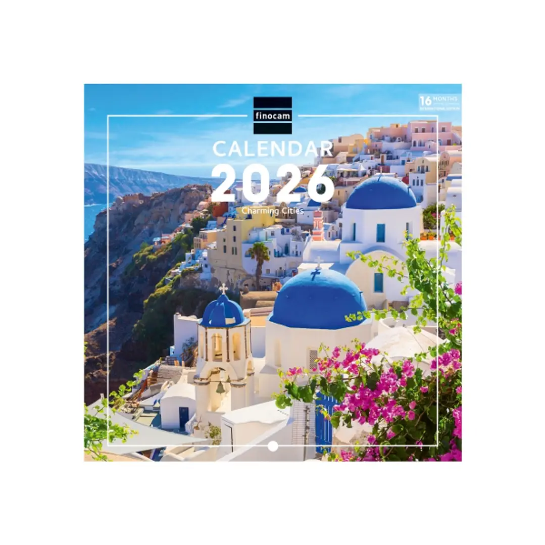 Finocam Calendario de Pared Internacional - Anual 2026 - Imagenes Variadas - 191x5x185mm - Tematica de Ciudades y Pueblos 1
