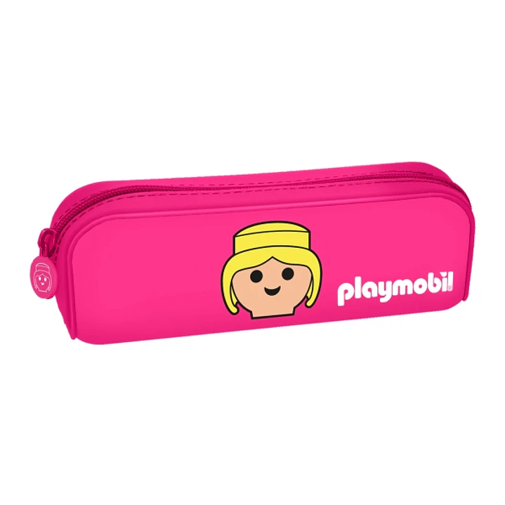 Dohe Playmobil Portatodo de Silicona - Cierre con Cremallera y Tirador de Goma - Color Rosa 1
