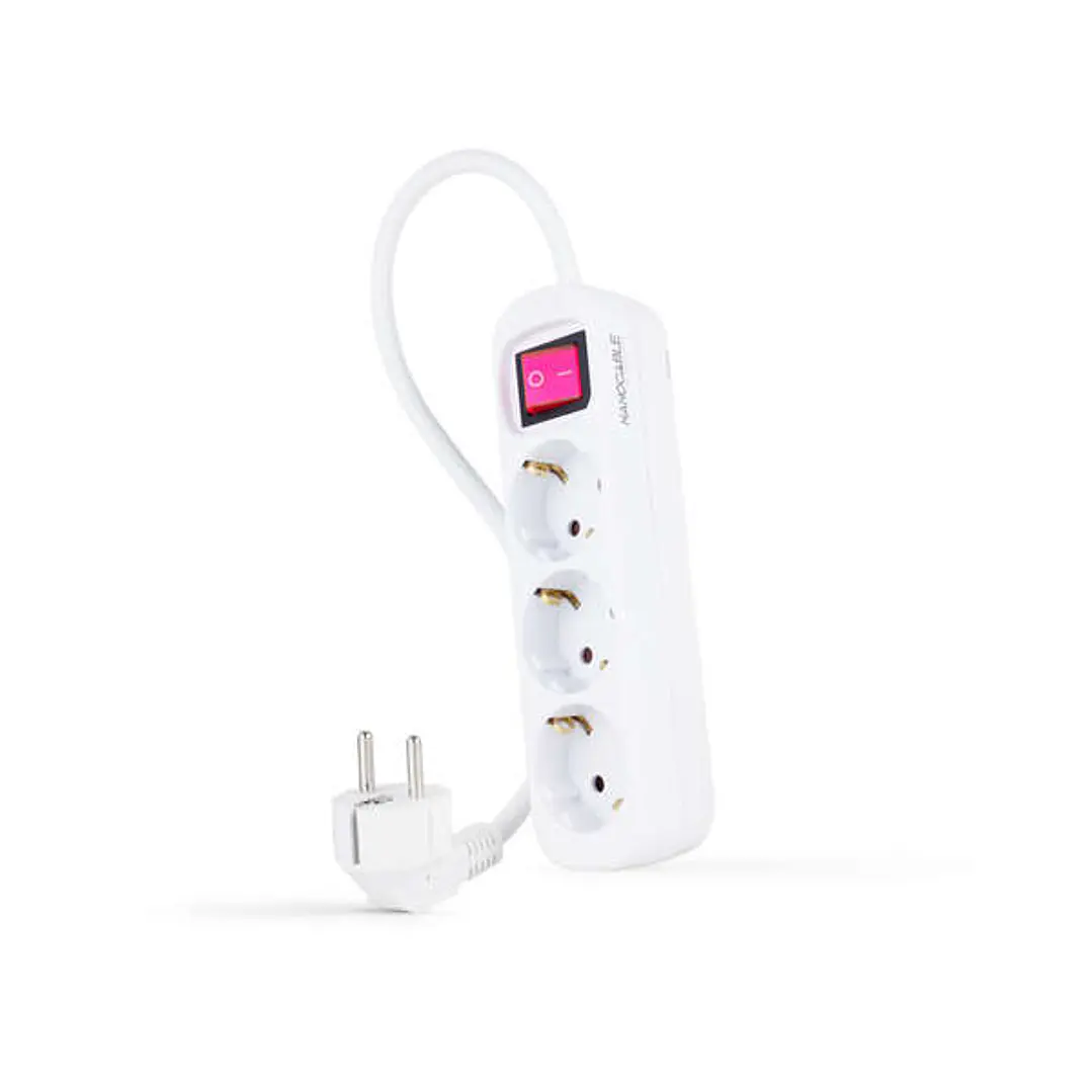 Nanocable Regleta 3 Tomas Interruptor 1.4m - Color Blanco 1
