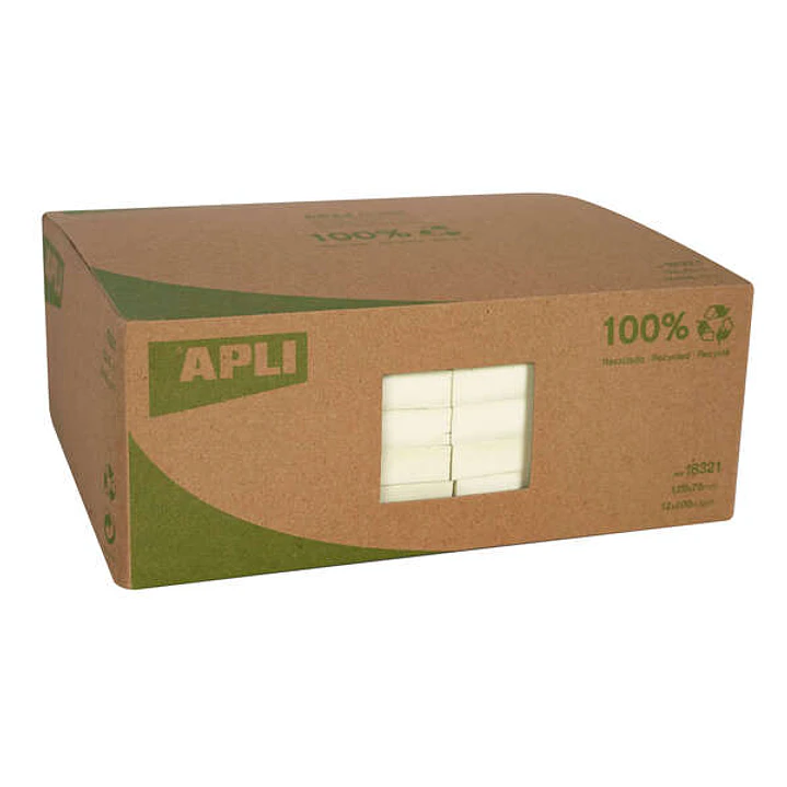 Apli Notas Adhesivas Recicladas Classic 125x75mm 12 Blocs - 100 Hojas - Color Amarillo 1