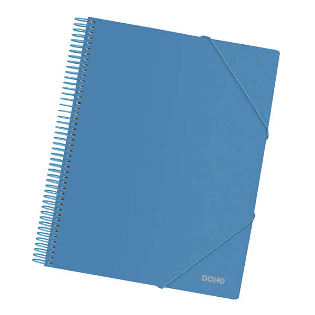 Dohe Carpeta con 30 Fundas Tamaño A4 - Tapa de Polipropileno Opaco 800 Micras - Fundas Transparentes 80 Micras - Espiral de Plastico Color - Gomas Ela 1