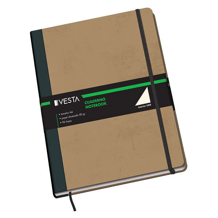 Dohe Cuaderno Cartone con Puntas Redondeadas - 96 Hojas de Papel Ahuesado de 80gr - Tapa en Tres Piezas con Lomera de Tela - Cierre de Gomas y Cinta d 1