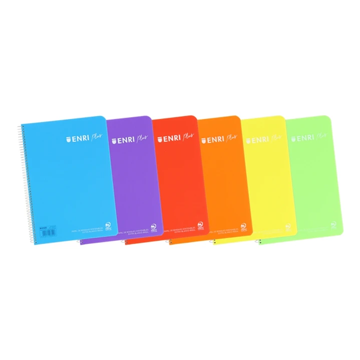Enri Plus 4º Cuaderno Espiral 3x3 - Tapa de Plastico - 80 Hojas 90gr - Margen - Colores Surtidos 1
