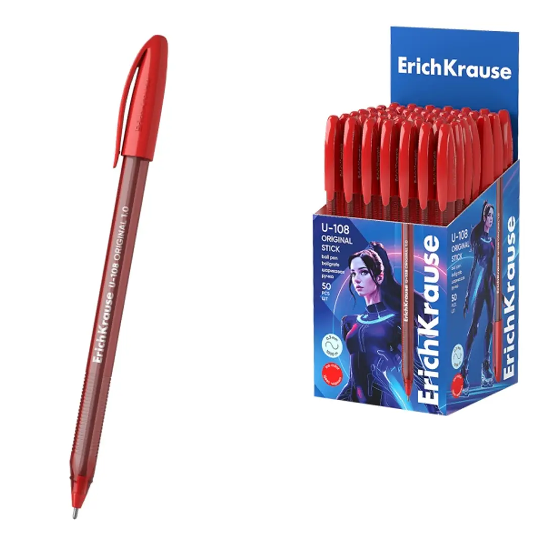 Erichkrause U-108 Boligrafo Clasico - Punta de Bola 1.0mm - Trazo de 0.3mm - Tapa Ventilada - Cuerpo Translucido y Tintado - Ultra Glide Technology -  1