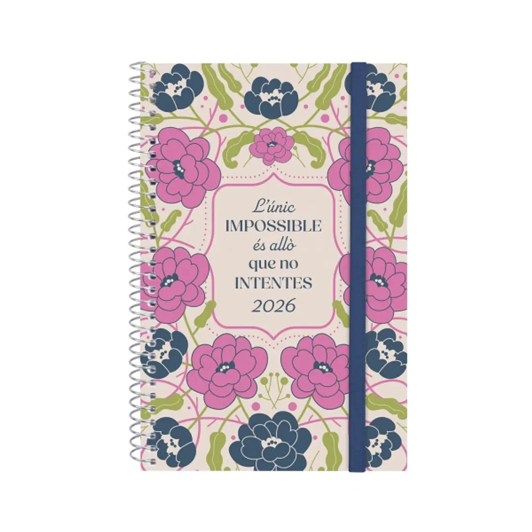 Finocam Design Collection Agenda de Espiral en Catalan - Anual 2026 - Tapa Ligera - Formato E5 - 124x14x181mm - Semana Vista Horizontal - Tematica de  1