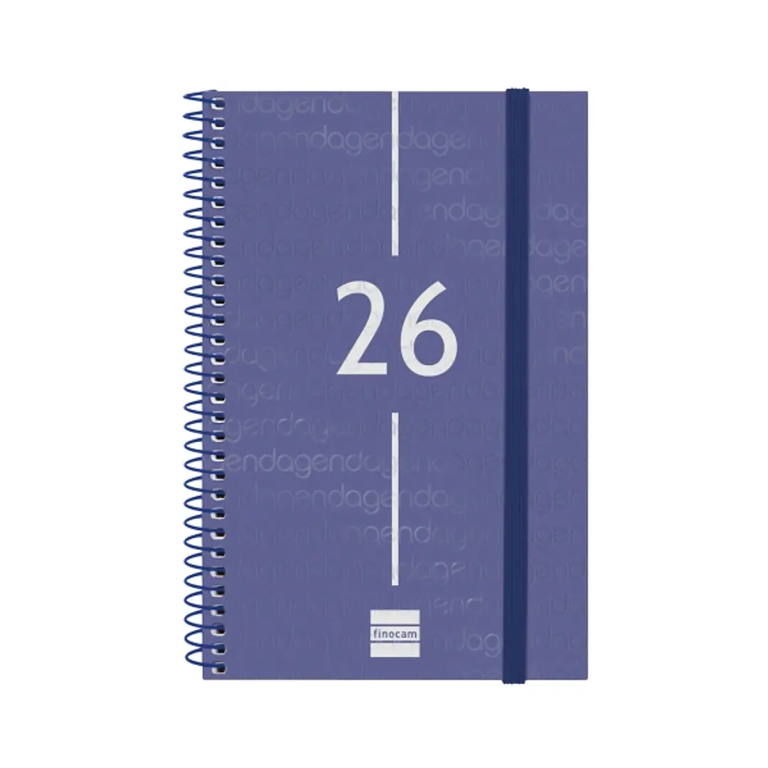 Finocam Year Agenda de Espiral - Anual 2026 - Tapa Ligera - Formato E5 - 125x14x181mm - Semana Vista Horizontal - Color Azul 1