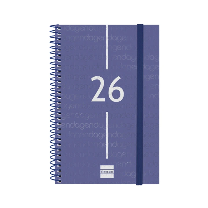Finocam Year Agenda de Espiral - Anual 2026 - Tapa Ligera - Formato E5 - 125x14x181mm - Semana Vista Horizontal - Color Azul 1