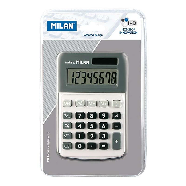 Milan Calculadora de 8 Digitos - Calculadora de Sobremesa - 3 Teclas de Memoria y Raiz Cuadrada - Color Gris 1