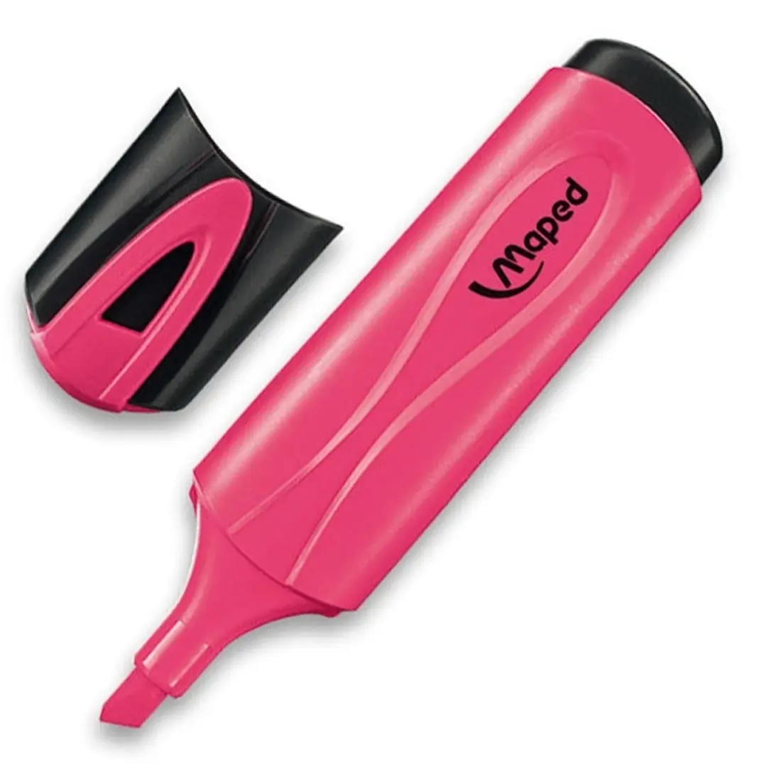 Maped Peps Classic Marcador Fluorescente - Punta Biselada - Trazo de 1 a 5mm - Ideal para Subrayar y Resaltar - Color Rosa 1