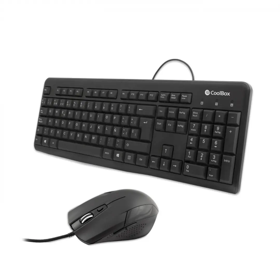 Coolbox KTR-01U Pack USB Teclado 105 Teclas + Raton 4 Botones - Uso Ambidiestro - Cable de 1.50m - Color Negro 1