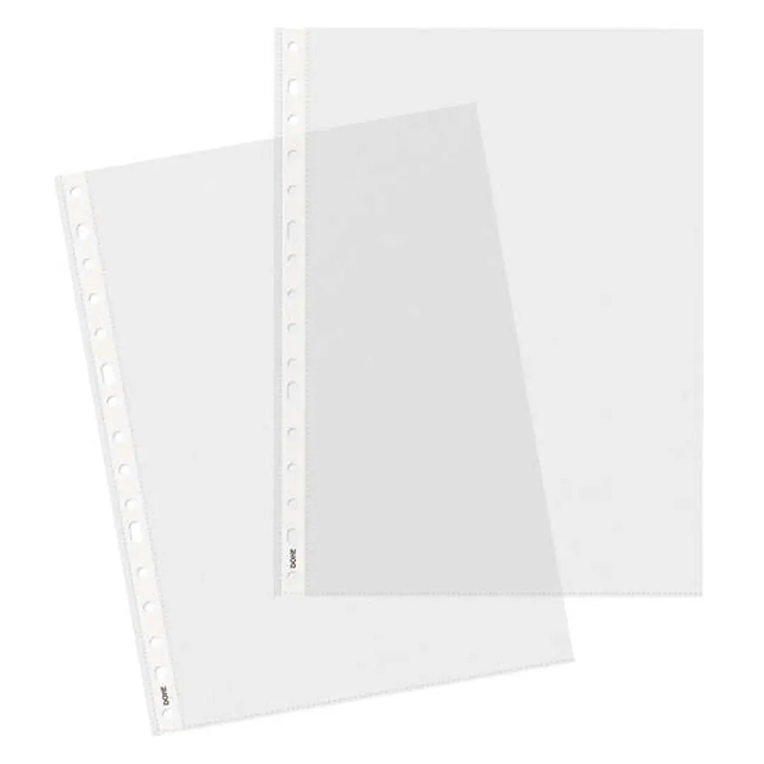 Dohe Basic Pack de 100 Fundas Multitaladro Tamaño A4 16 Taladros - Polipropileno Rugoso - Calidad Basica 1