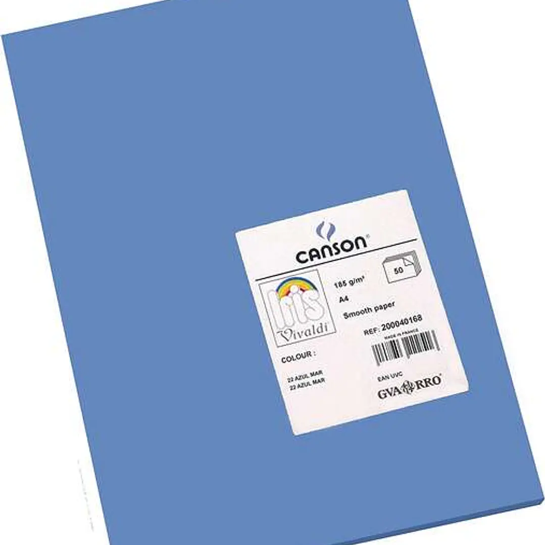 Canson Guarro Pack de 50 Cartulinas Iris A4 de 185g - 21x29.7cm - Color Azul Mar 1