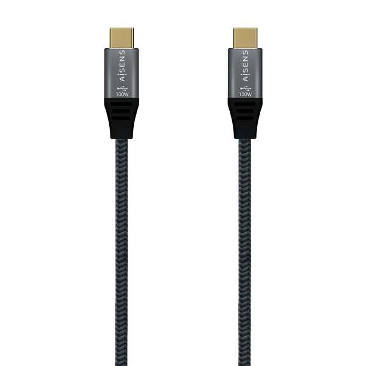 Aisens Cable USB 3.2 Gen2x2 Aluminio 20Gbps 8K@30Hz 5A 100W E-Mark, Tipo USB-C/M-USB-C/M - 0.6m - Color Gris 1