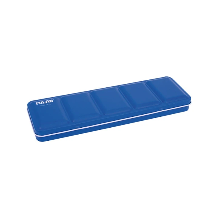 Milan Estuche Vacio para 24 Medios Godets de Acuarela - Metalico - Bandeja Abatible - Anilla Posterior - Color Azul Marino 1
