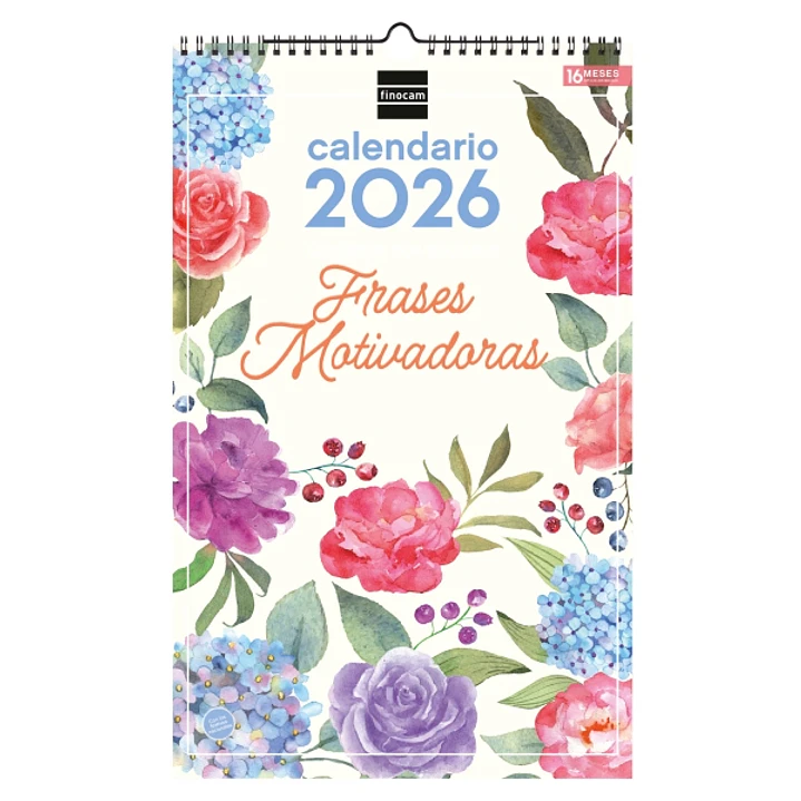 Finocam Calendario de Pared - Anual 2026 - Imagenes Variadas - con Espiral - Espacio para Escribir - Tematica de Frases Motivadoras 1