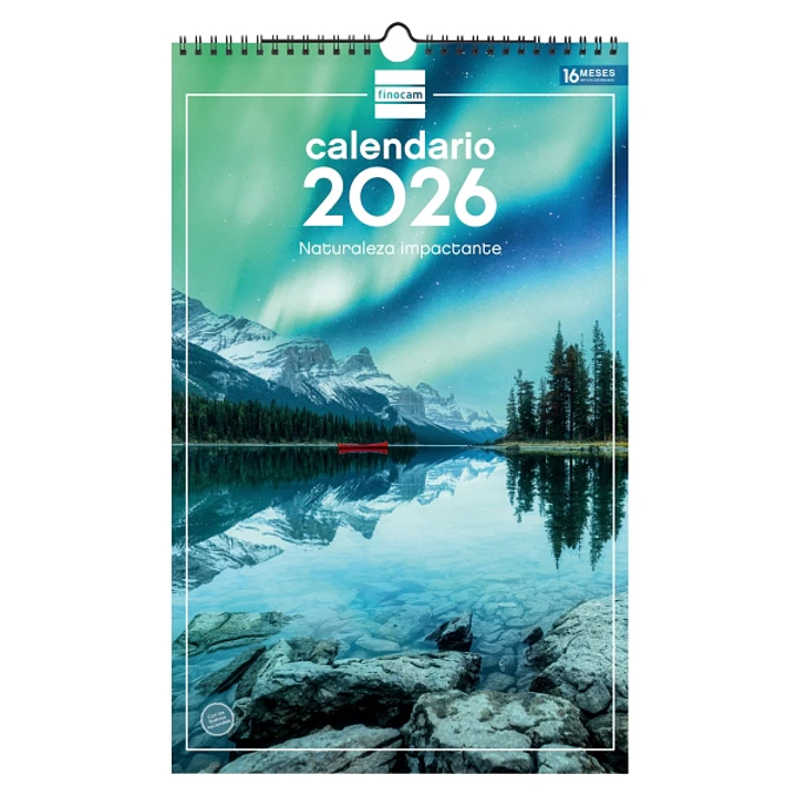 Finocam Calendario de Pared - Anual 2026 - Imagenes Variadas - con Espiral - Espacio para Escribir - Tematica de Naturaleza 1