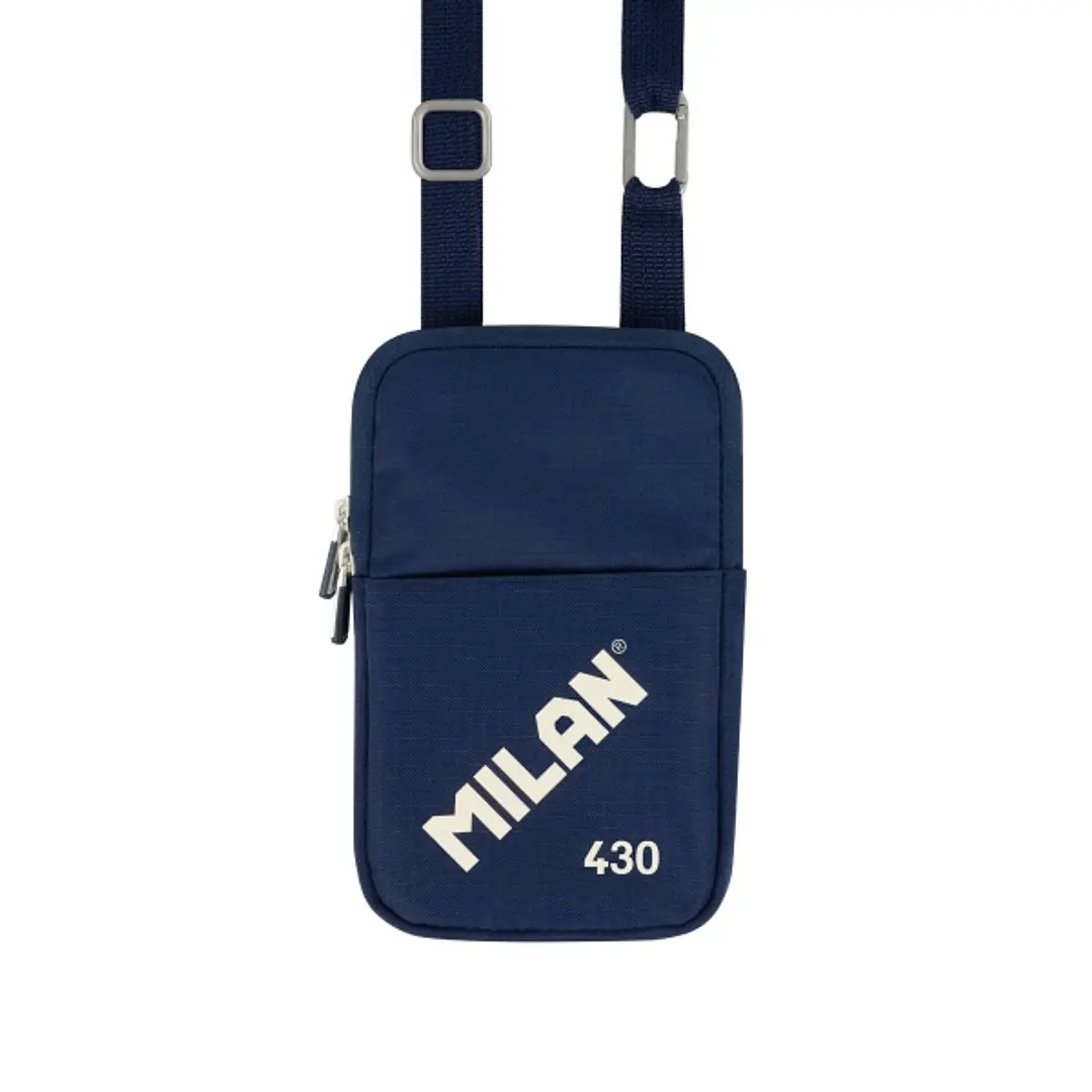 Milan Coleccion 430 Bolso Pequeño Bandolera - Tamaño Bolso 19x2.3x12.8cm - Cierre de Cremallera - Mosqueton de Aluminio - Color Azul Marino 1