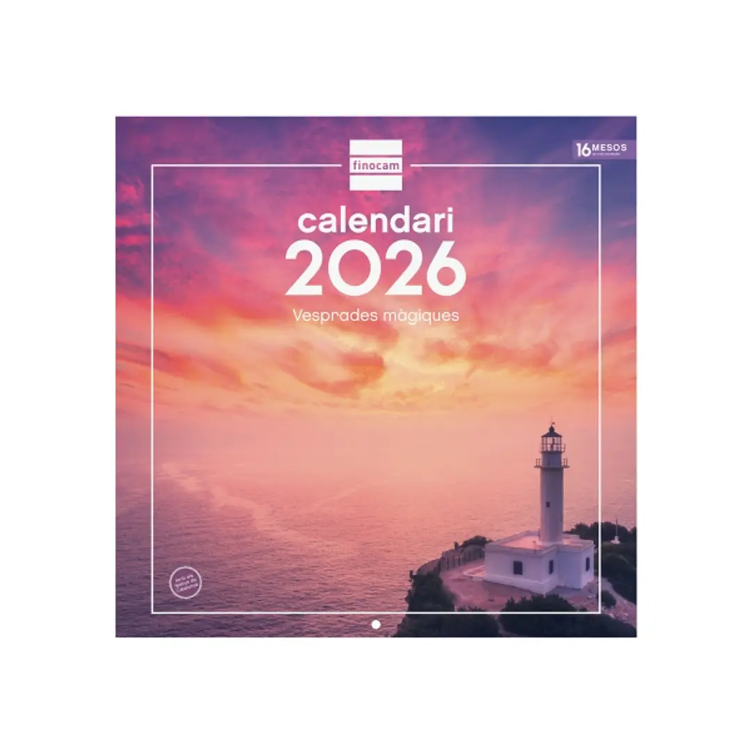 Finocam Calendario de Pared en Catalan - Anual 2026 - Imagenes Variadas - 300x300mm - Espacio para Escribir - Tematica de Atardeceres Magicos 1