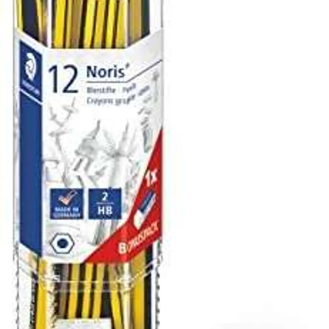Staedtler Noris 120 Pack de 12 Lapices de Grafito Hexagonales + Goma de Borrar - Mina HB Ultrarresistente de 2mm - Madera de Bosques Sostenibles 1