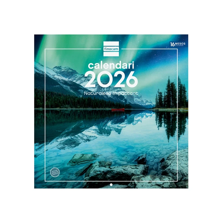 Finocam Calendario de Pared en Catalan - Anual 2026 - Imagenes Variadas - 300x300mm - Espacio para Escribir - Tematica de Naturaleza 1