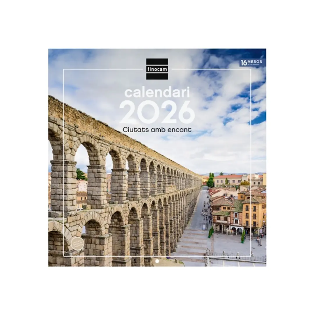 Finocam Calendario de Pared en Catalan - Anual 2026 - Imagenes Variadas - 300x300mm - Espacio para Escribir - Tematica de Ciudades y Pueblos 1