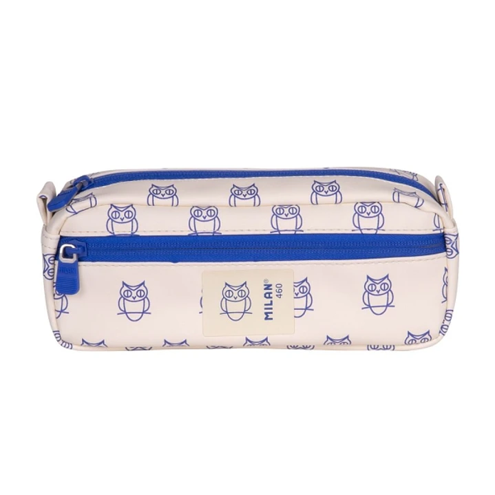 Milan Coleccion 460 Portatodo Rectangular - 2 Compartimentos con Cremallera - Color Beige/Azul 1