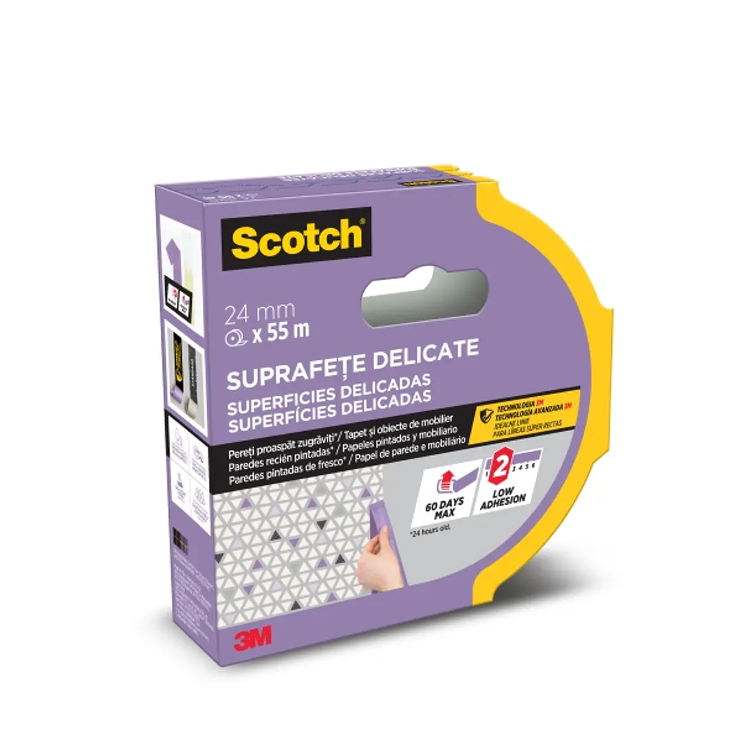 Scotch Cinta de Enmascarar para Superficies Delicadas - 24mm x 55m - 100% PEFC - Color Morado 1