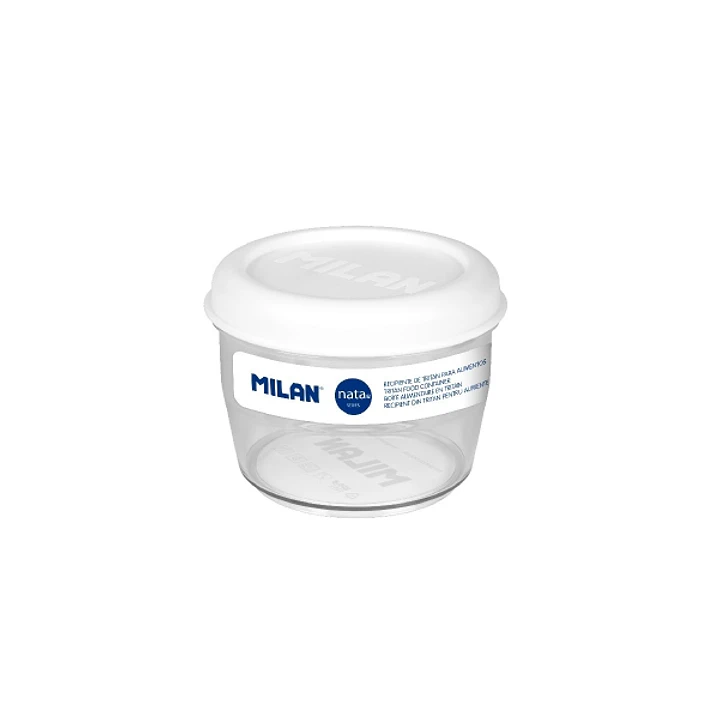 Milan Coleccion Nata 624 Fiambrera Hermetica de Tritan Redonda 0.5L - Apta para Microondas, Lavavajillas y Congelador - Libre de BPA - Medidas 12 Ø x  1
