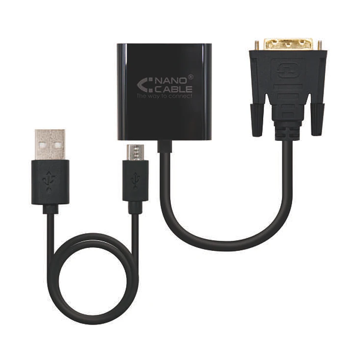 Nanocable Conversor DVI 24+1/M a VGA HDB15/H - 10 cm - Color Negro 1