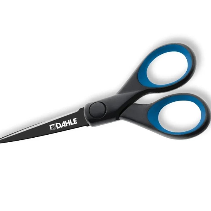 Dahle 54305 Office Titanium Tijeras de Acero Templado 13cm - Recubiertas de Titanio - Revestimiento Antiadherente - Mangos Revestidos de Goma 1