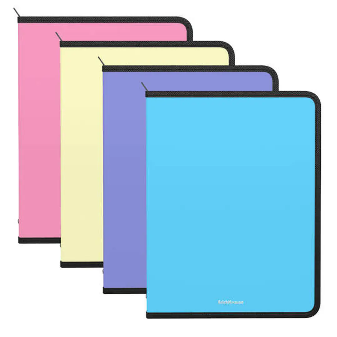Erichkrause Matt Pastel Pack de 4 Carpetas con Cremallera  A4 - Para Organizar y Transportar Documentos - Colores Pastel Surtidos 1