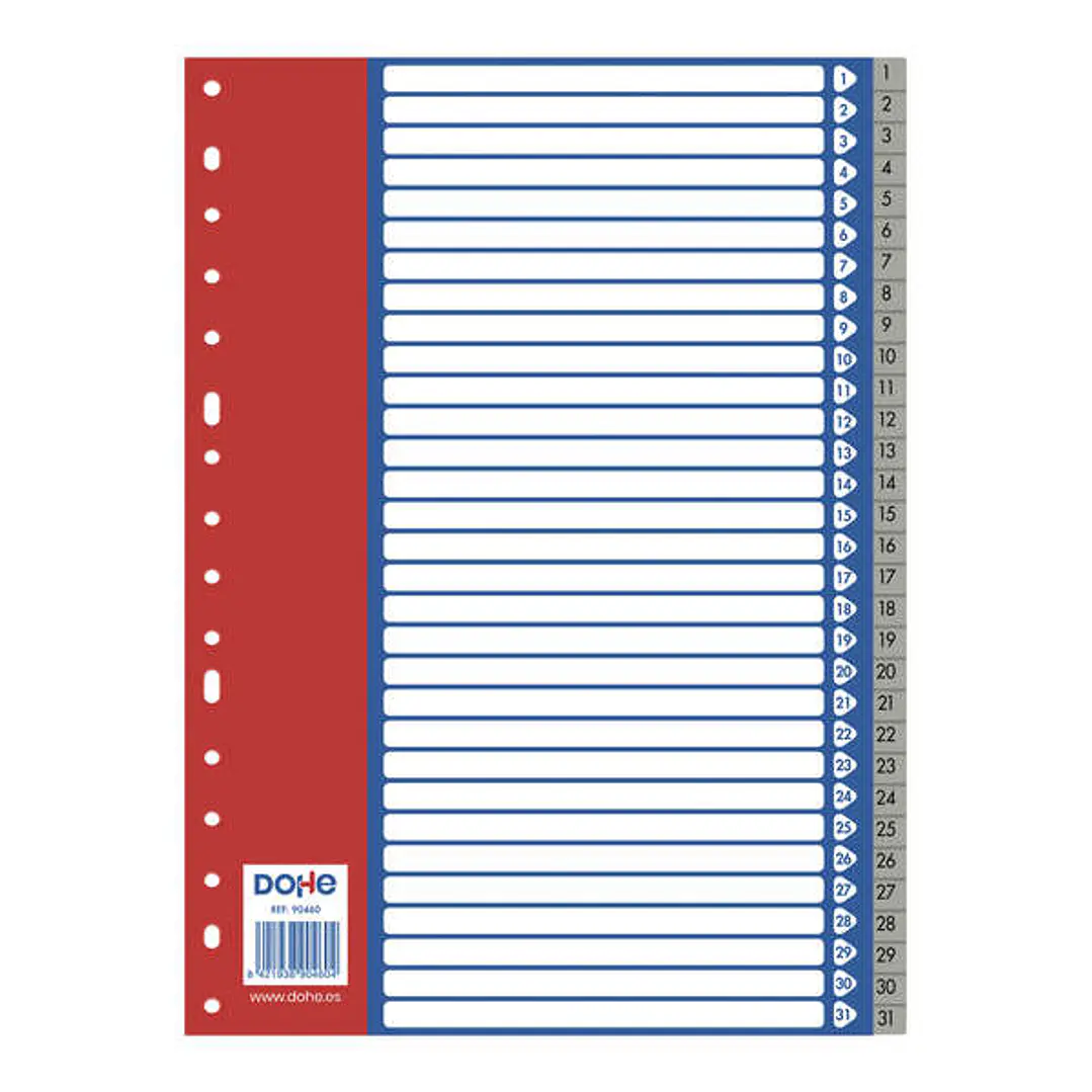 Dohe Separadores para Archivadores y Carpetas de Anillas - 120 Micras - Multitaladro de 16 Perforaciones - Bolsa Autoadhesiva Individual 1