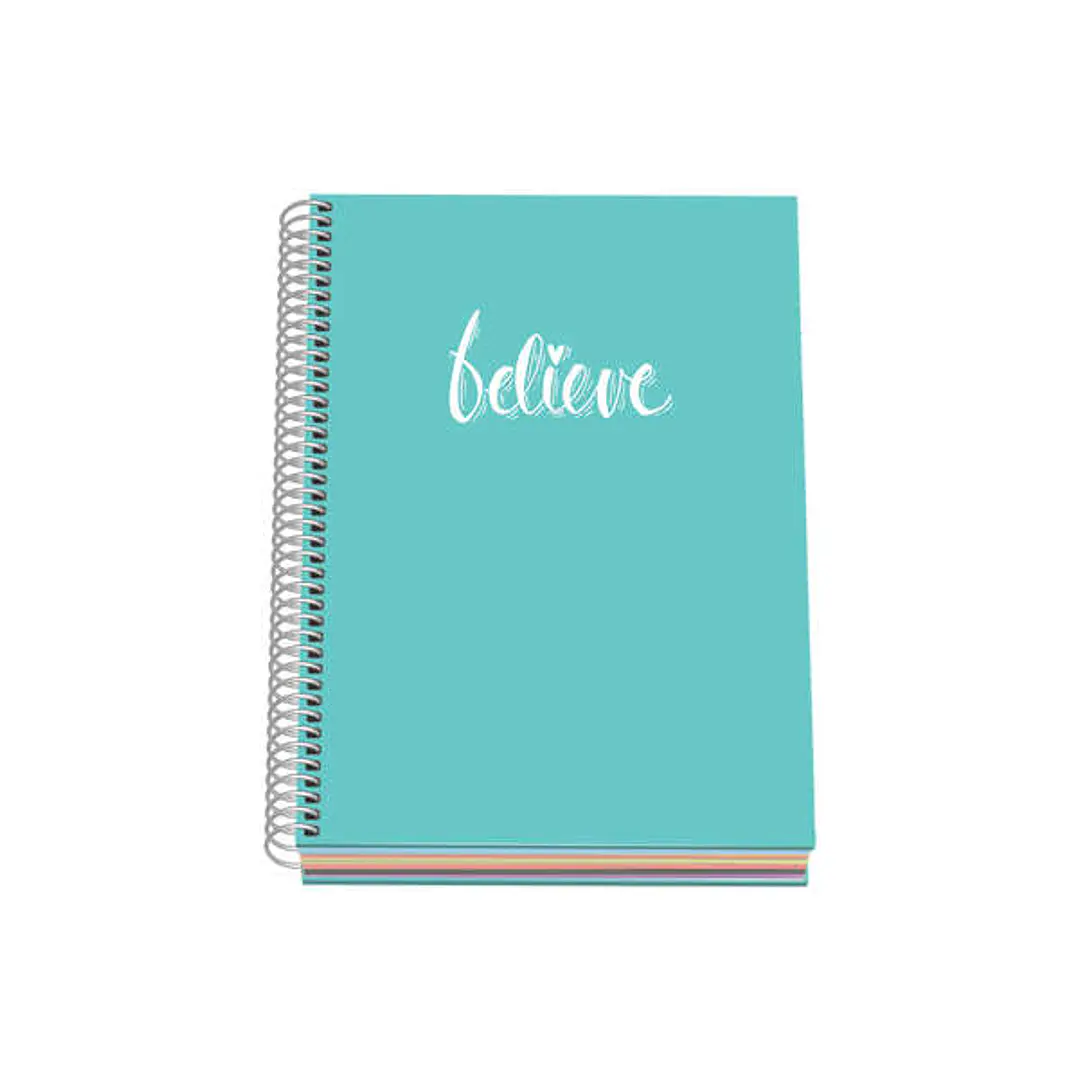 Dohe Serie Pastel Cuaderno con Espiral - Tamaño A5 de 100 Hojas 90gr - Hojas Microperforadas con 2 Taladros - Cuadricula 5mm - Color Verde Pastel 1