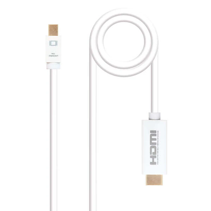 Nanocable Cable Conversor Mini DP Macho a HDMI v1.4 Macho 2m - Color Blanco 1