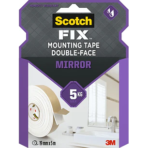 Scotch-Fix Cinta de Montaje de Doble Cara para Espejos - 19mm x 5m - Color Blanco