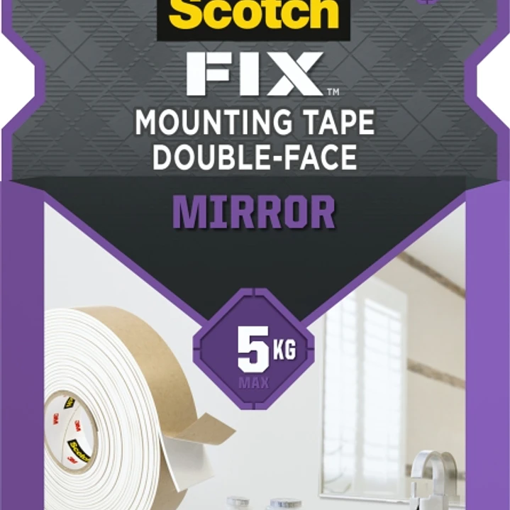 Scotch-Fix Cinta de Montaje de Doble Cara para Espejos - 19mm x 5m - Color Blanco 1