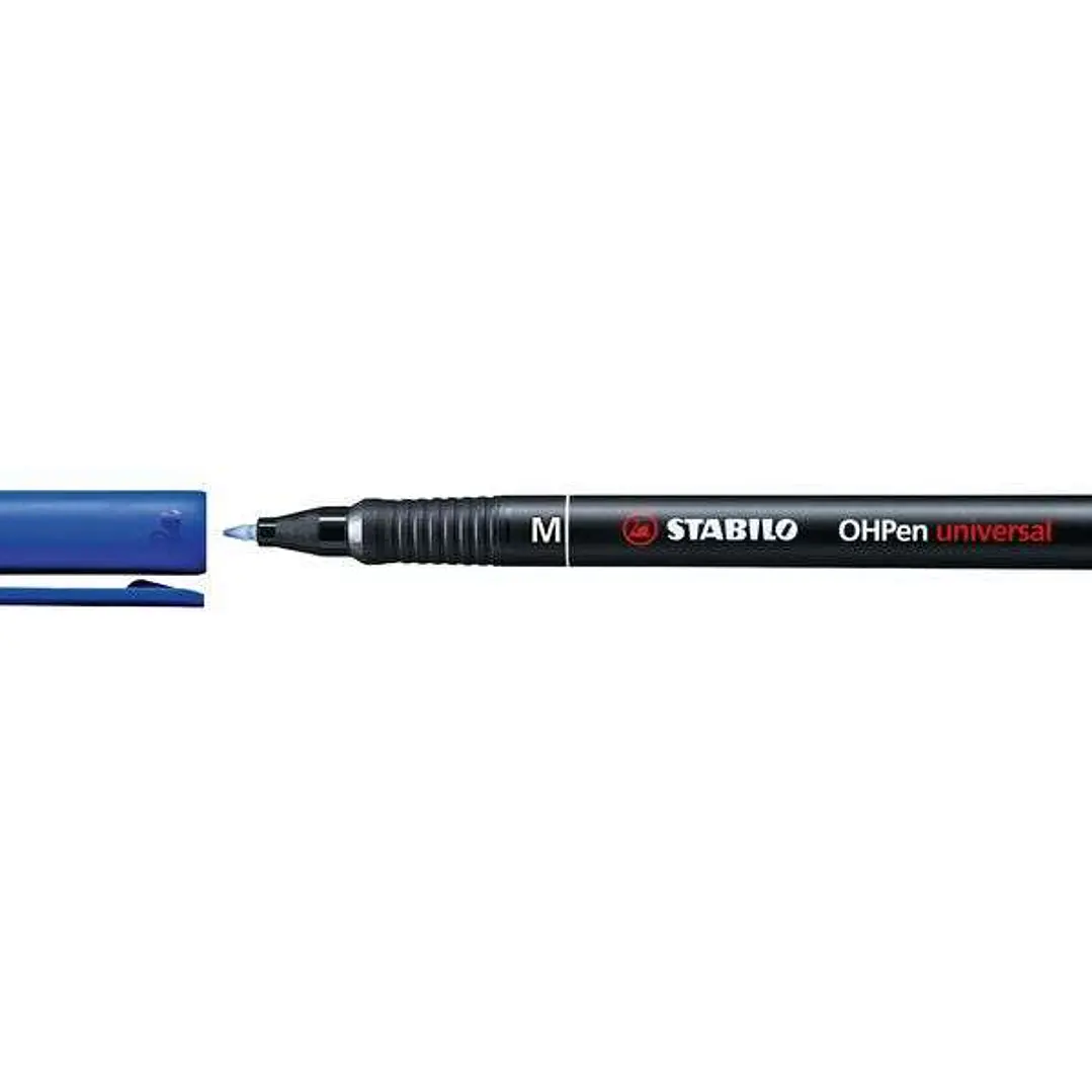 Stabilo OHPen Rotulador Permanente - Punta Media - Trazo de 1mm - Agarre Antideslizante - Tapon Ventilado - Color Azul 1