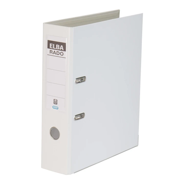Elba Plast Archivador Tamaño A4 - Ancho 80mm - Con Palanca y Rado - Resistente y Duradero - Fabricado en PVC - Color Blanco 1