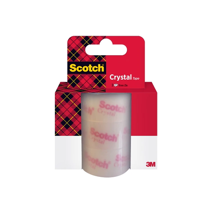 Scotch Crystal Pack de 3 Cintas Adhesivas - Recambio - 19mm x 25m - Color Transparente 1