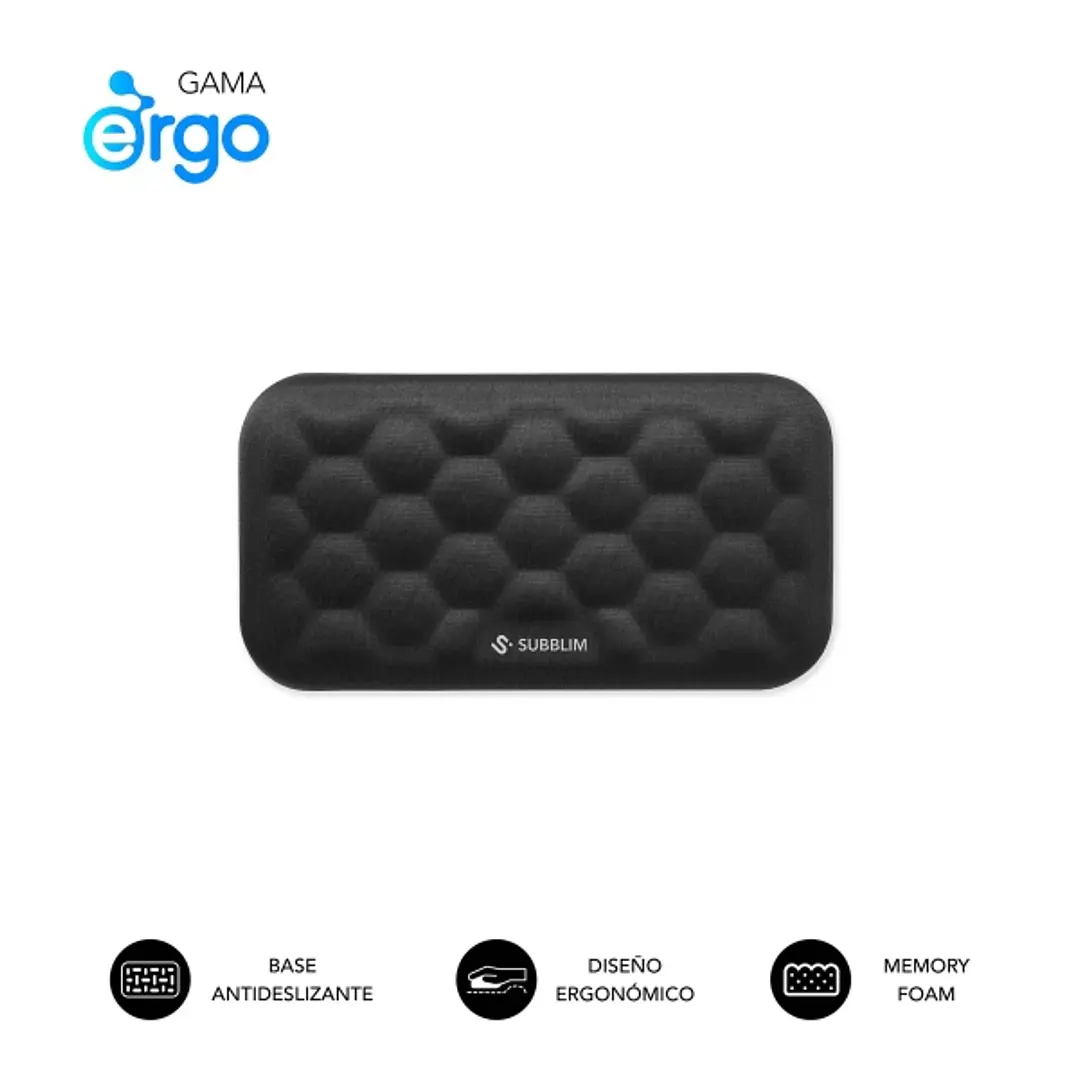 Subblim Ergo Airpadding Reposamuñecas para Raton - Espuma Viscoelastica 65D - Tejido AirMesh Transpirable - Base Antideslizante - Color Negro 1