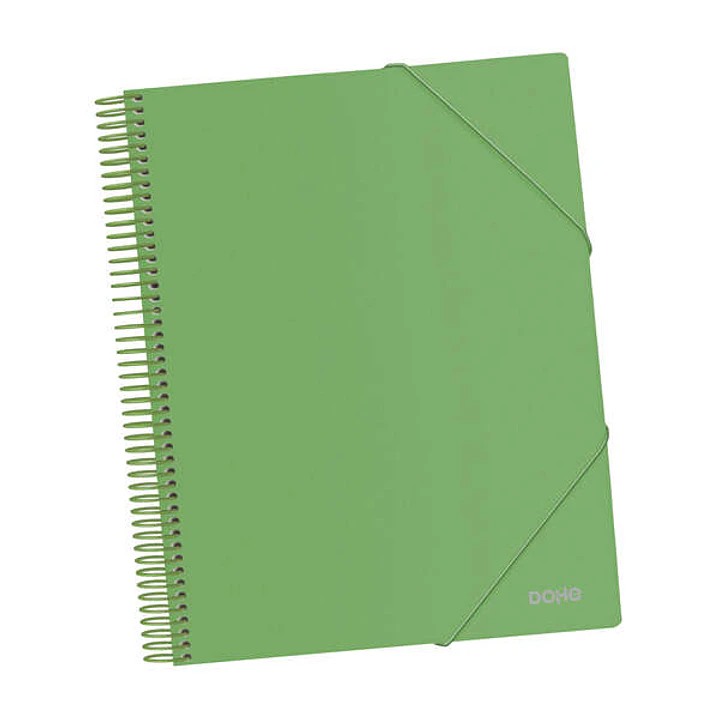 Dohe Carpeta con 20 Fundas Tamaño A4 - Tapa de Polipropileno Opaco 800 Micras - Fundas Transparentes 80 Micras - Espiral de Plastico Color y Gomas Ela 1