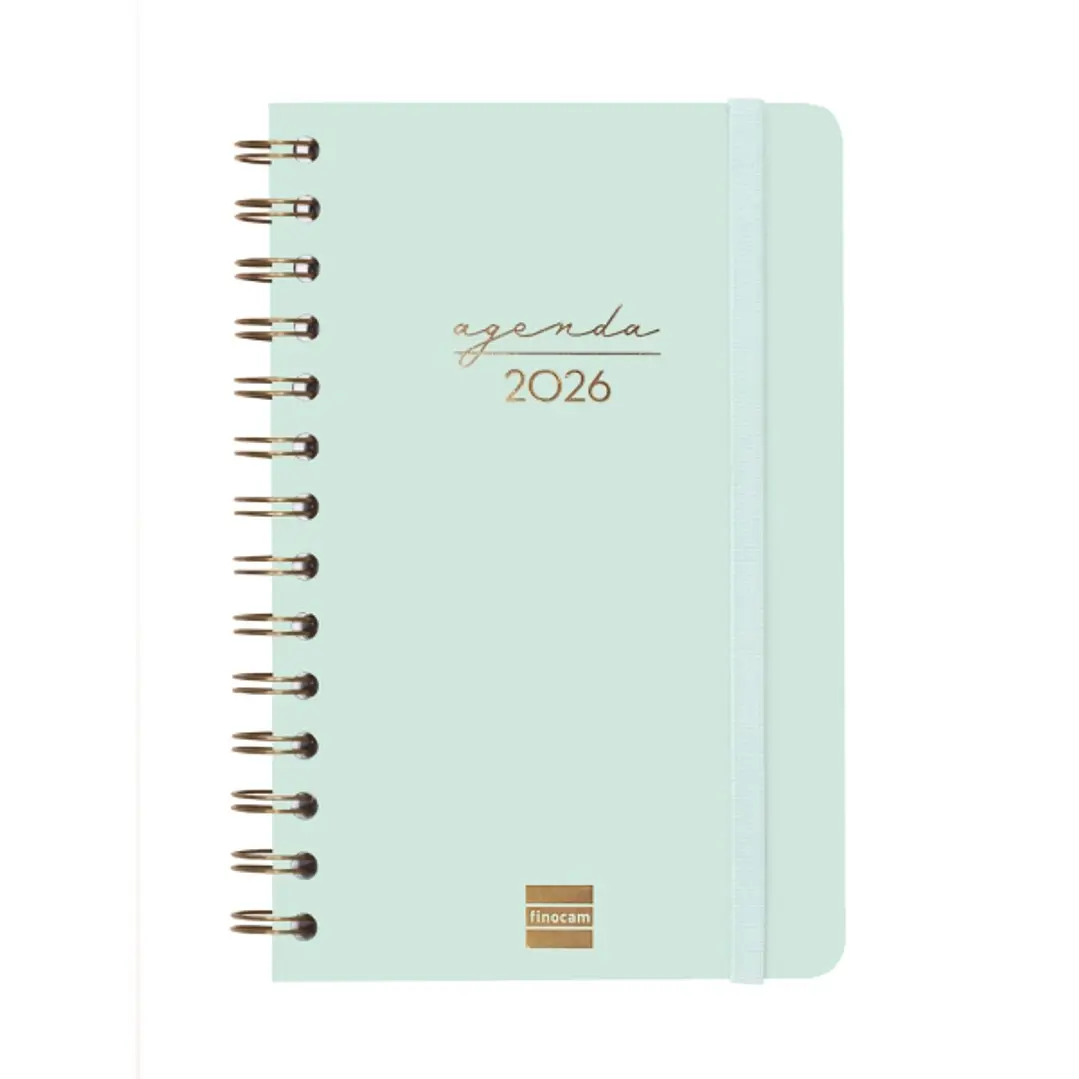 Finocam Alma Agenda - Anual 2026 - con Espiral - Formato E5 - 131x19x190mm - Semana Vista Horizontal - Color Menta 1