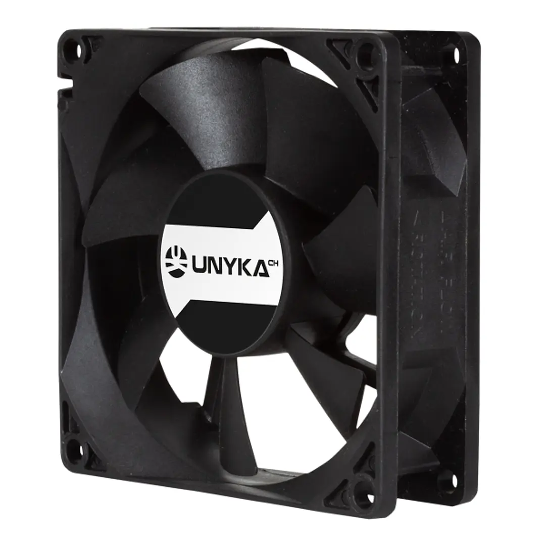 Unykach Server Ventilador 80mm de Doble Bola - Velocidad Max. 2000rpm - Conector de 4 Pines con Control de Temperatura - Color Negro 1