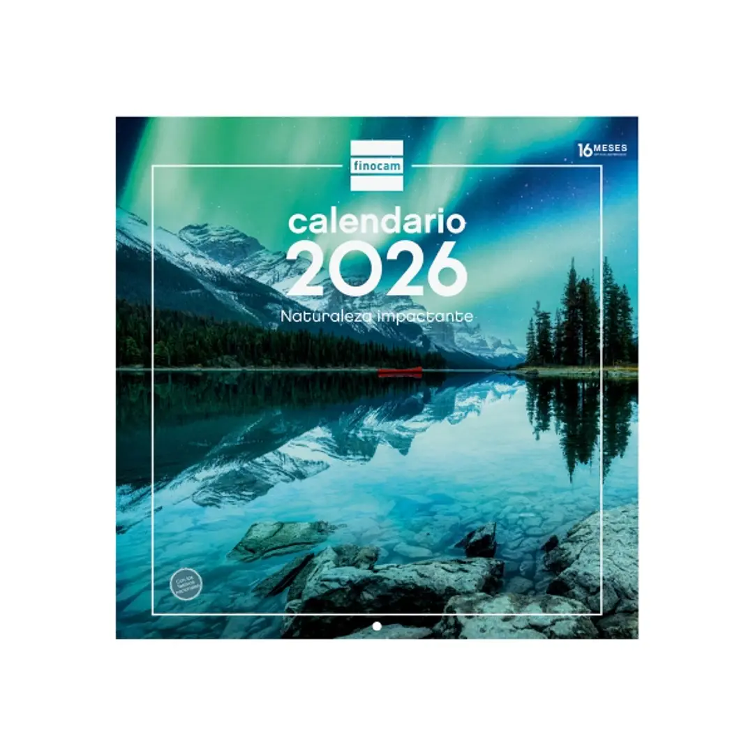 Finocam Calendario de Pared - Anual 2026 - Imagenes Variadas - 300x300mm - Espacio para Escribir - Tematica de Naturaleza 1