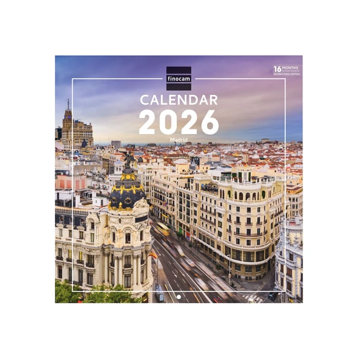 Finocam Calendario de Pared Internacional - Anual 2026 - Imagenes Variadas - 311x5x305mm - Tematica de Madrid 1