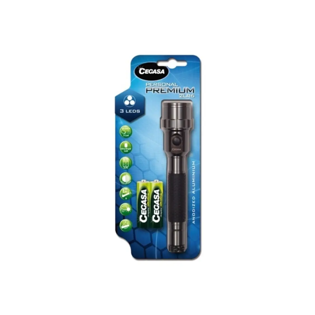 Cegasa Personal Premium Linterna 20lm - Fabricada en Aluminio Anodizado - Resistencia a Golpes y Humedad - Funciona con 2 Pilas LR6 (Incluidas) 1