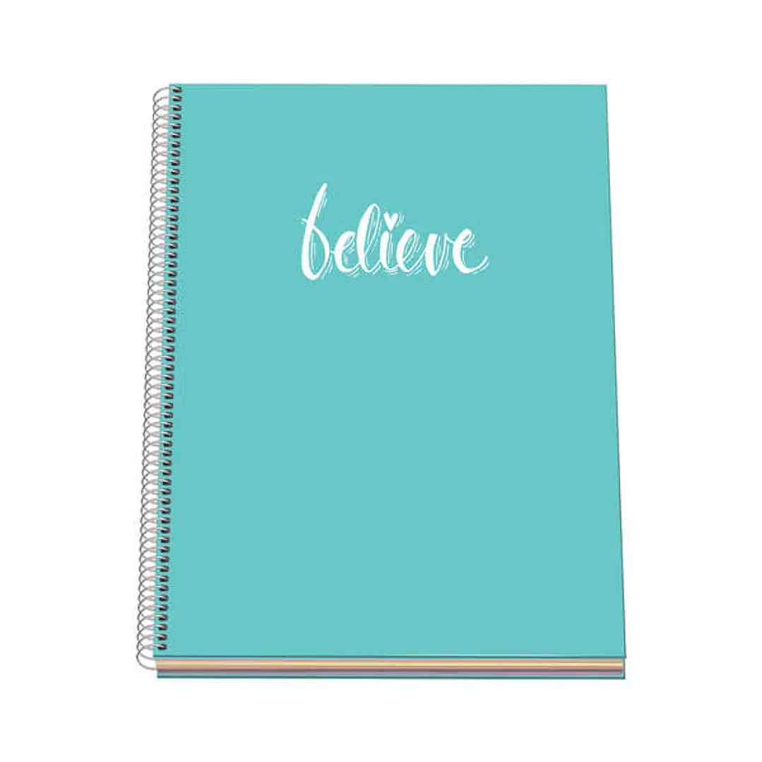 Dohe Serie Pastel Cuaderno con Espiral - Tamaño A4 de 100 Hojas 90gr - Hojas Microperforadas con 4 Taladros - Cuadricula 5mm - Color Verde Pastel 1