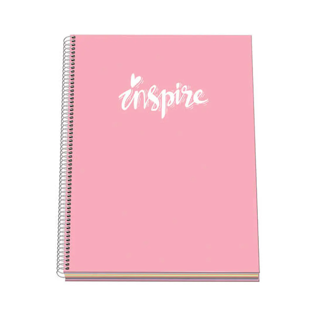 Dohe Serie Pastel Cuaderno con Espiral - Tamaño A4 de 100 Hojas 90gr - Hojas Microperforadas con 4 Taladros - Cuadricula 5mm - Color Rosa Pastel 1