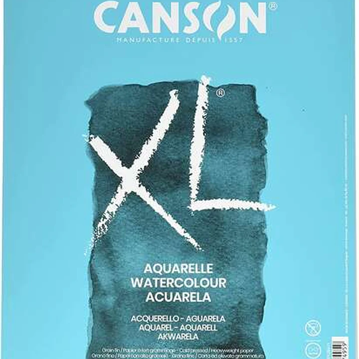 Canson XL Aquarelle Album Espiral Microperforado de 30 Hojas A4 - Grano Fino - 21x29.7cm - 300g - Color Blanco 1